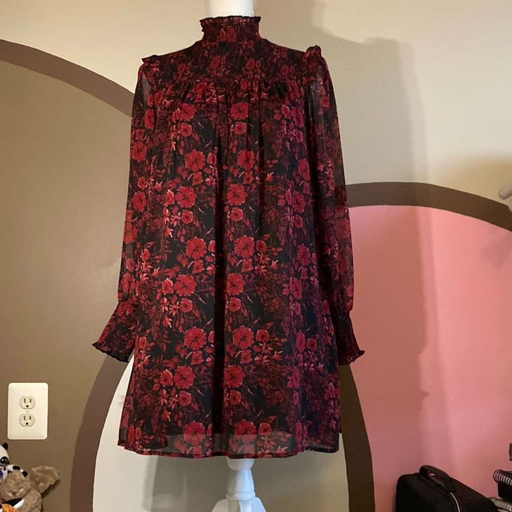 Miami Red and Black Long Sleeve Dress